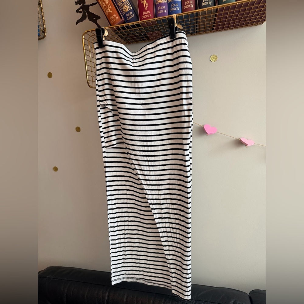 YDE Black & White Striped Asymmetrical Skirt